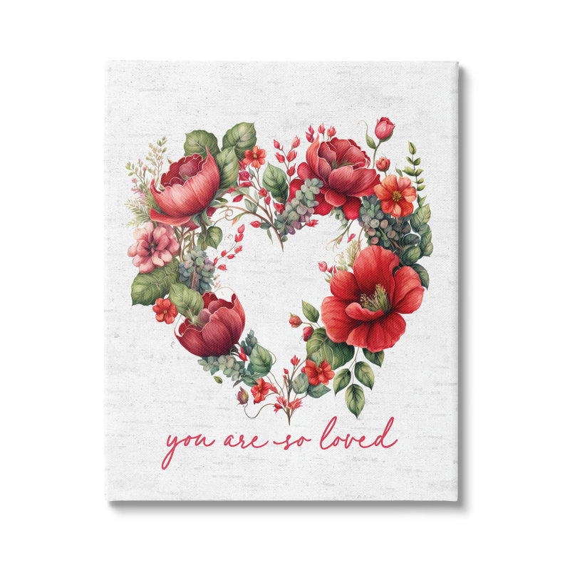 Couronne de Saint-Valentin en forme de cœur sur toile par impression à lettres et doublée, H 30 po x l 24 po x P 1,5 po