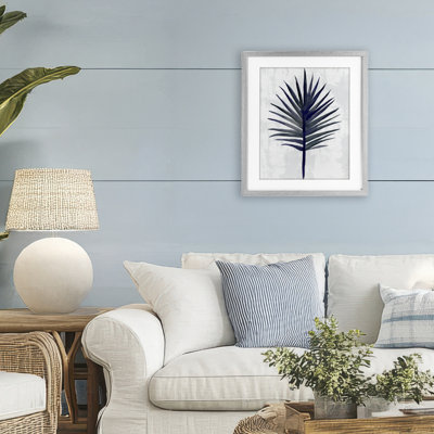 Palmier bleu marine, reproduction sous verre encadrée, conception par Christie Adams