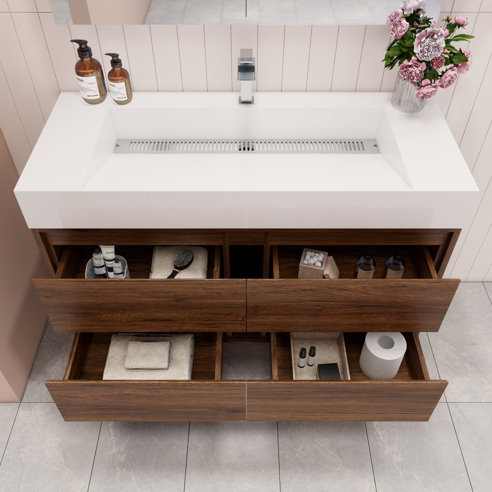 Better Vanity Victoria 48'' Single Bathroom Vanity with Acrylic Top