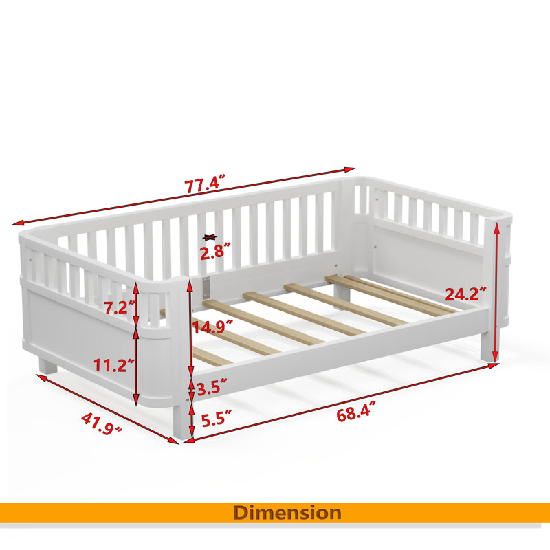 Lit plateforme Wood, Lit simple, Blanc