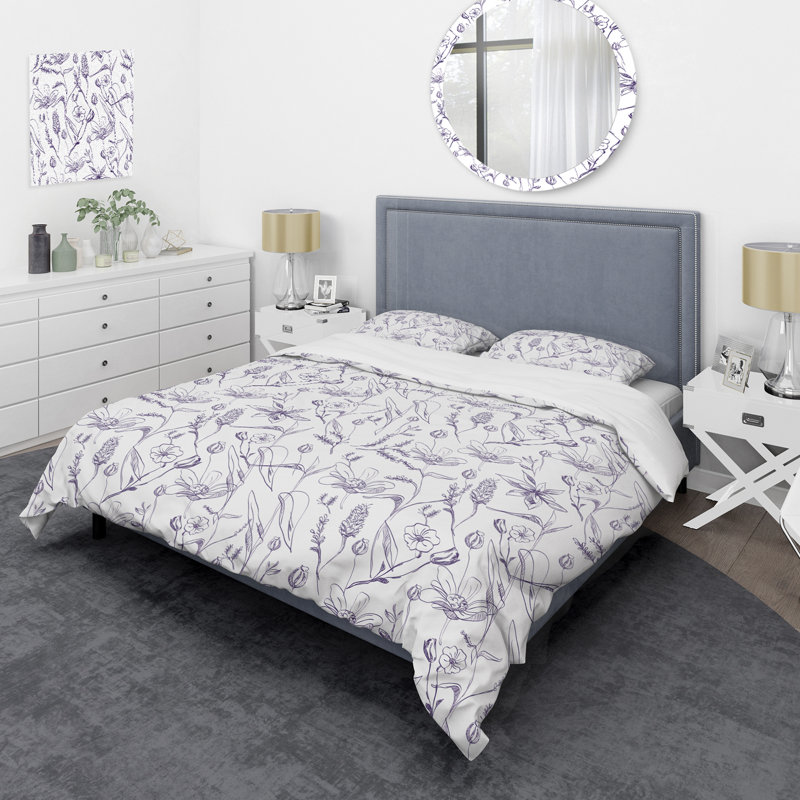 Ensemble de housse de couette à motif floral - Polyester microfibre