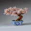 Genuine Rose Quartz Bonsai Tree in Square Ceramic Pot (11")