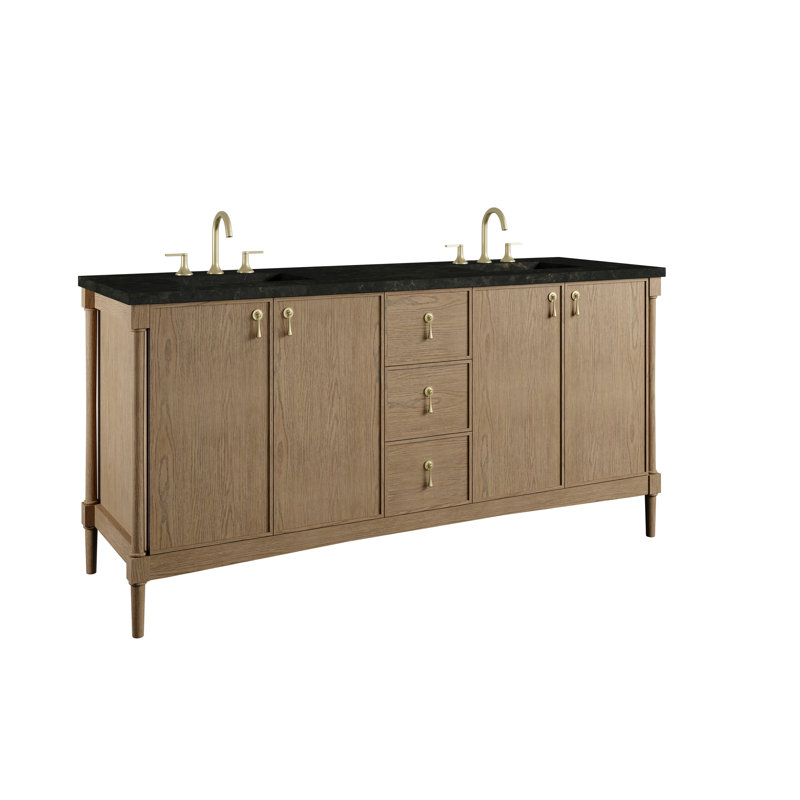 Kinnsden 72" W Double Vanity, Phantome Eclos, Weathered Oak