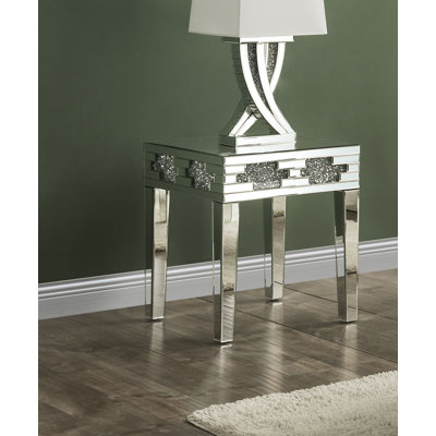Benehaley Mirrored Glass Top End Table