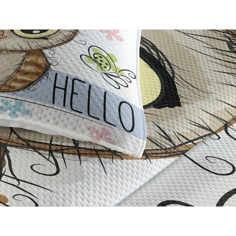 Owl Polyester Coverlet, King Bedspread + 2 Shams