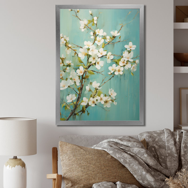 Fleur de pommier élégance monochromatique XXI - impressions sur toile florales, H 40 po x l 30 po x P 2 po