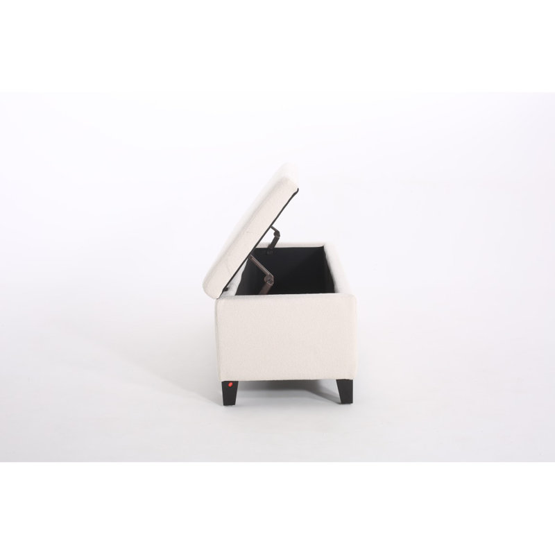 Repose-pieds rectangulaire avec rangement de 51 po Marquila, Ourson beige