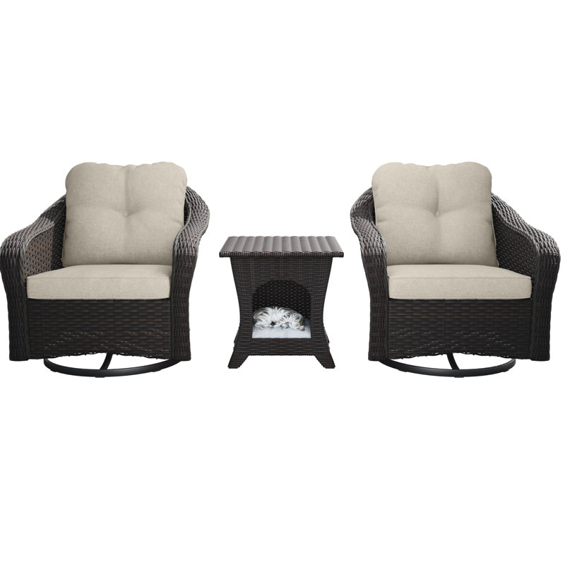Ensemble de conversation d'extérieur pour 2 personnes avec coussins Moneeb, Beige