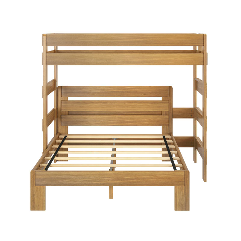  Doyle Solid Wood L-Shaped Bunk Beds, Queen, Pecan