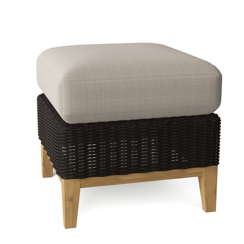 Frances Outdoor Teak Ottoman, Oat, Frances Black