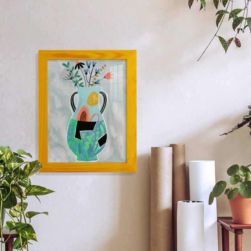 «Geesey Collage Vase I», encadré sur papier, H 11 po x l 9 po x P 1 po, Jaune
