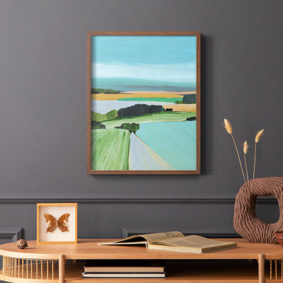 «Bright Coloured Countryside III», reproduction encadrée - bois massif