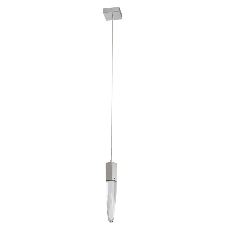 Elsmere Modern 1 Light Chrome Crystal Pendant, Chrome