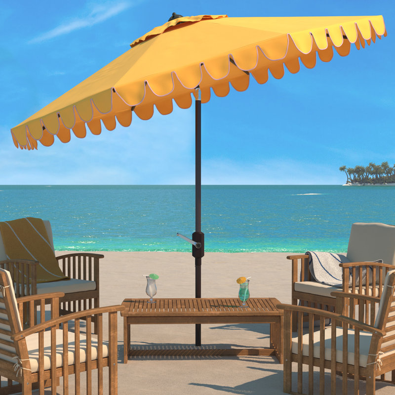 Parasol de plage 11 pi Teo, Jaune / blanc