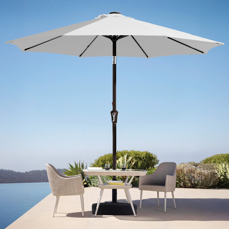 Parasol de marché avec manivelle Beka, H 91,2 po x l 108 po x P 108 po, Gris clair