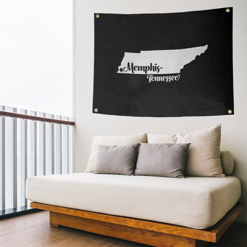 Tapisserie murale tennessee memphis, H 26 po x l 36 po, Noir