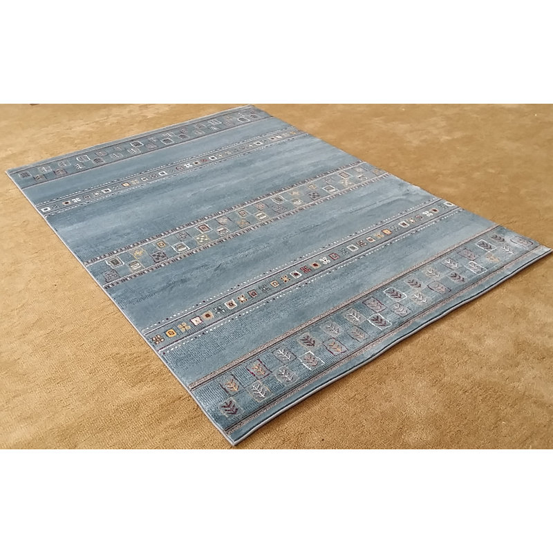 Tapis décoratif bleu clair de style sud-ouest keunta, 5 pi 3 po x 7 pi 2 po