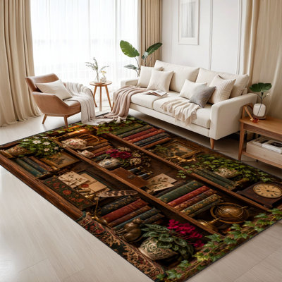 Tapis intérieur lavable 8 x 10 avec tapis en velours 8 po x 10 po et intérieur en spirale avec tapis en TPE antidérapant pour salle de séjour, chambre à coucher, salle à manger et bureau à domicile