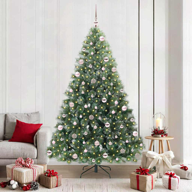  Artificial Christmas Tree with 300 LEDs Green PE and PVC, 6.89' H, Pink