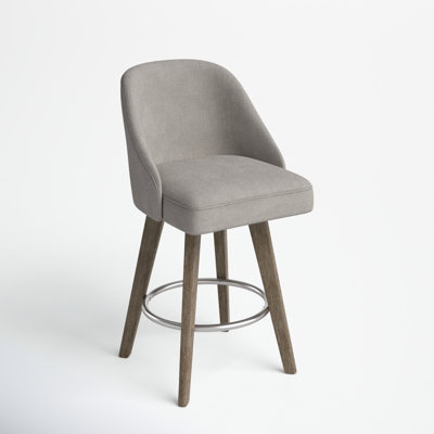 Pearce Grey Upholstered 360-Degree Swivel Bar Stool