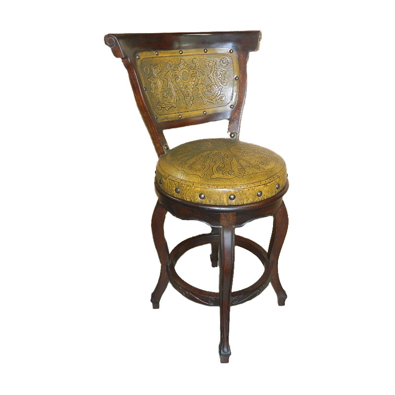 Spanish Swivel Bar Stool, Mustard