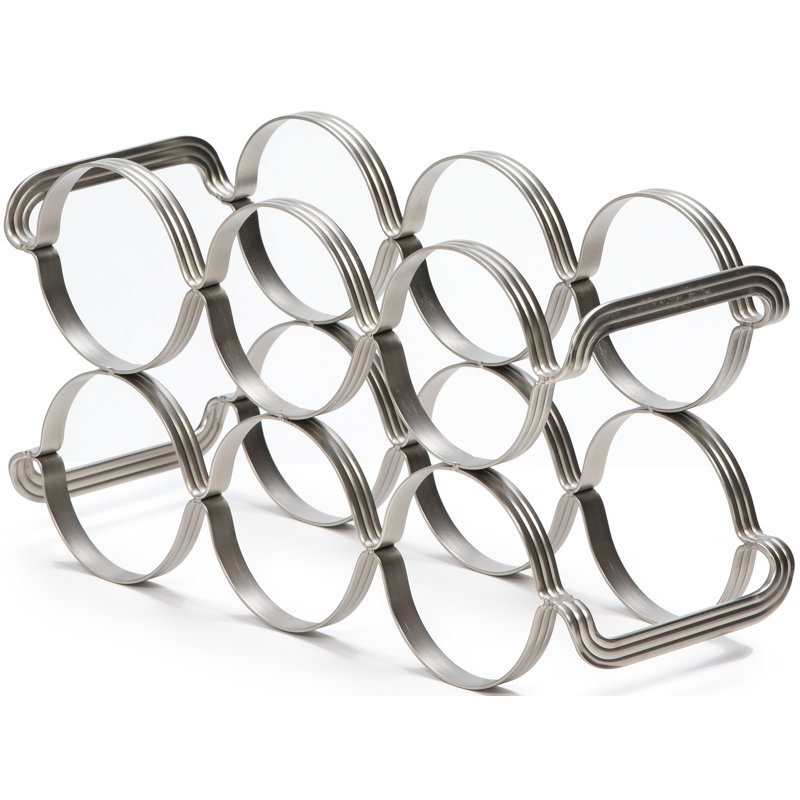 Silvestri 6 Bottle Tabletop Wine Bottle & Glass Rack, Silver