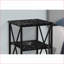 Table basse en marbre noir avec 2 tablettes, structure en métal noir pour le salon-169283831-169283825