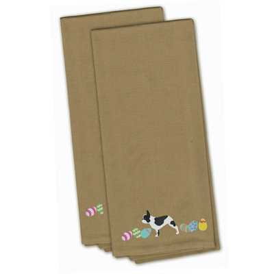 Serviette de cuisine en bouledogue de pâques à broderie french