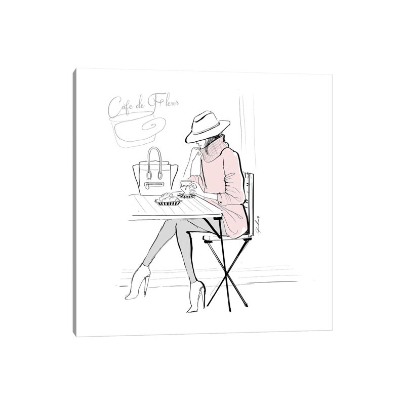 «Cafe De Fleur» par - Toile tendue, H 12 po x l 12 po x P 0,75 po