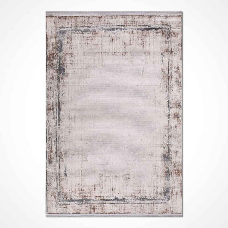 Tapis crème lavable antidérapant Abstract, Rectangle 5 pi 3 po x 7 pi 7 po
