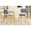 Ensemble de 2 chaises de salle à manger rembourrées Mid-Century avec structure en bois d'hévéa-133578493-133578496-133578499