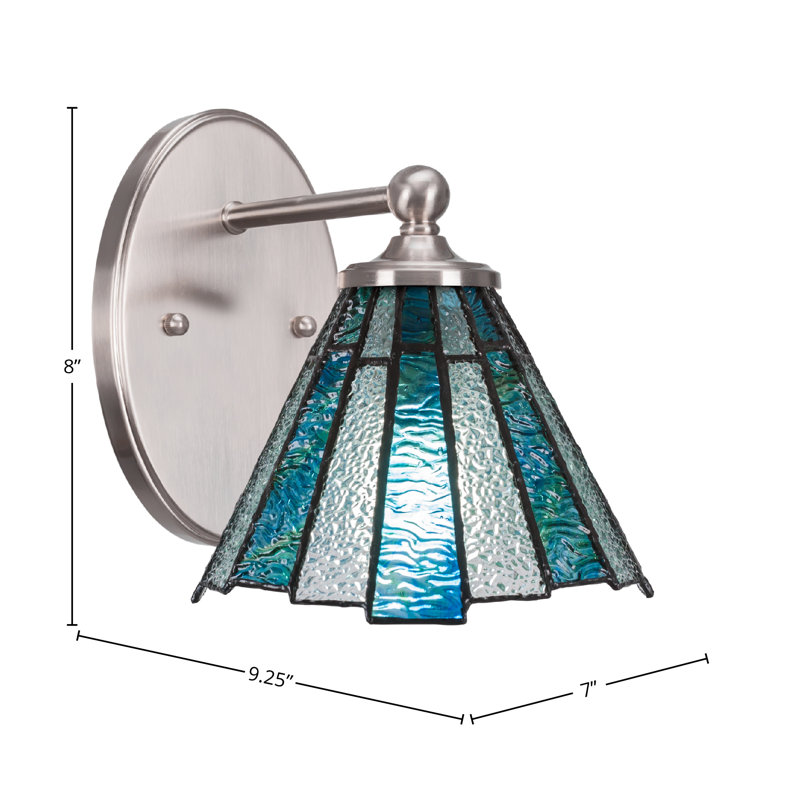 Applique murale Sais avec verre d'art 7 po Ice, Nickel brossé
