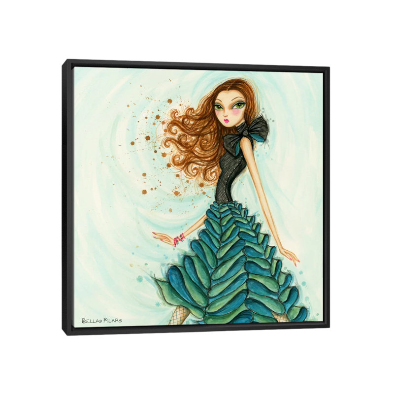 «Glitterati Bows Ruffles», peinture sur toile, H 26 po x l 26 po x P 1,5 po, Toile avec cadre noir, Pas de tapis