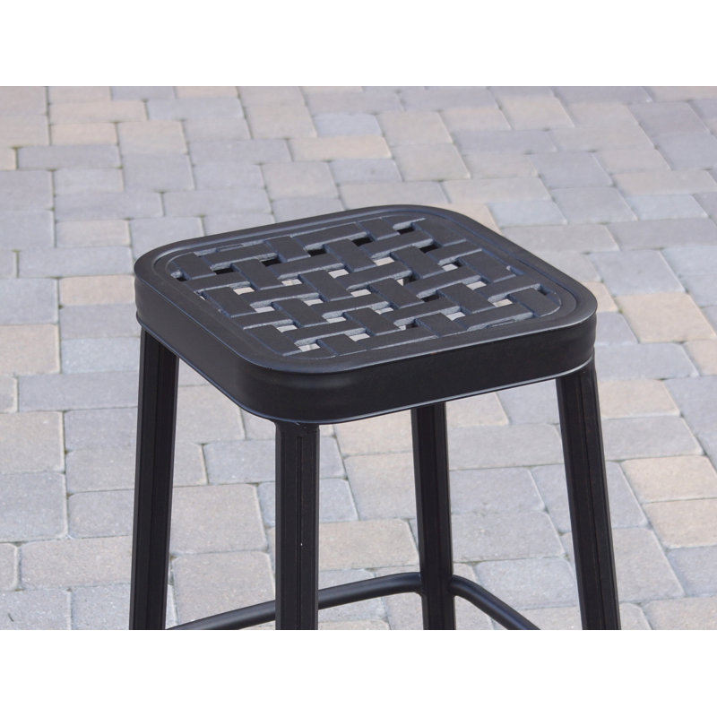 Coggeshall Powder Coated Aluminum Outdoor Stool with Cushion, Bar Stool (30” Seat Height)