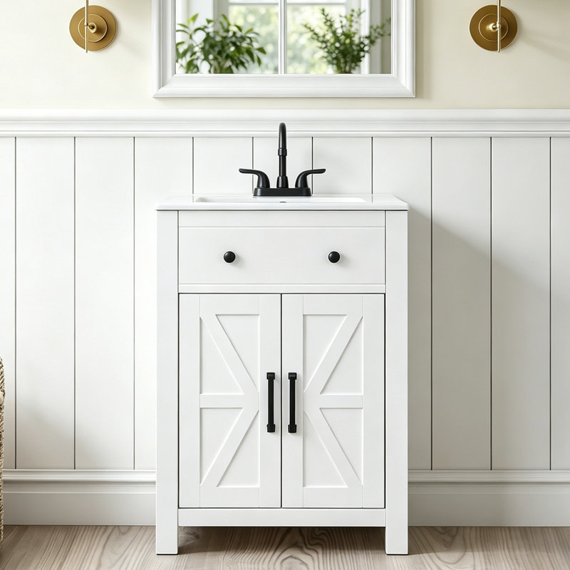 Meuble-lavabo simple 24 po avec lavabo en céramique