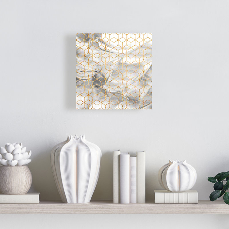 Symmetry Pattern Gray Modern Canvas | Home Decor Artwork, 8" H x 8" W