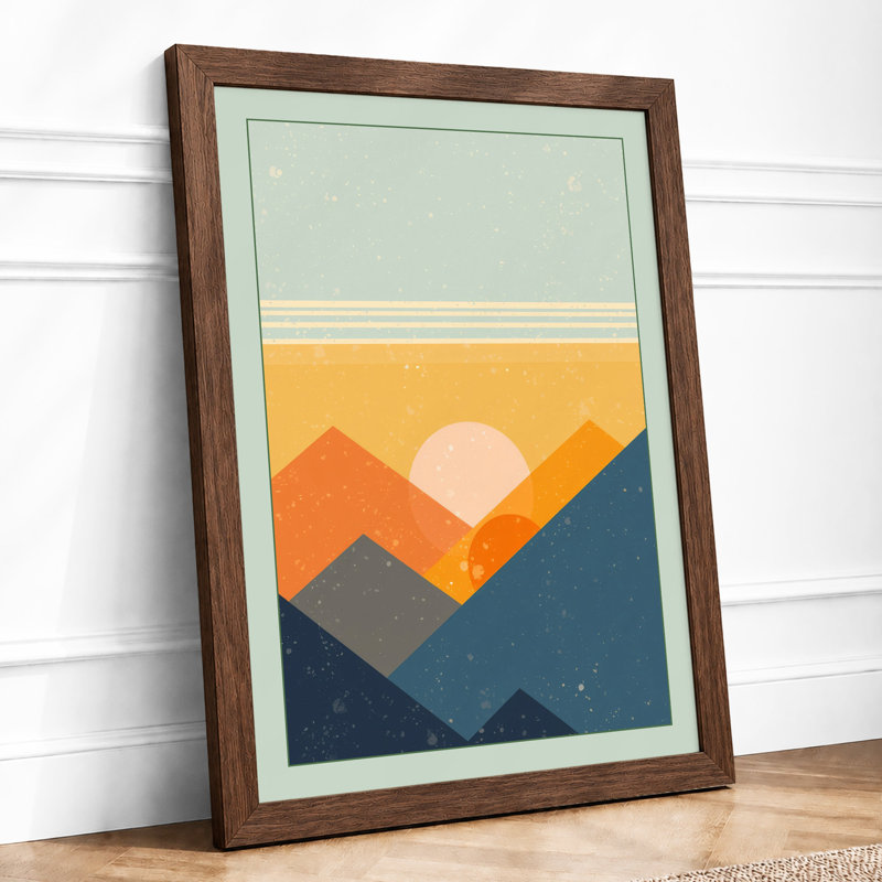 Mountain At Sunrise Minimalist - Print, Walnut, A4 - 29.7 x 21.0 cm