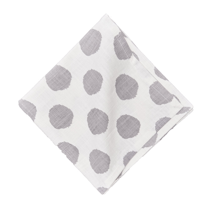 100% Cotton Polka Dots Square Napkin, Gray