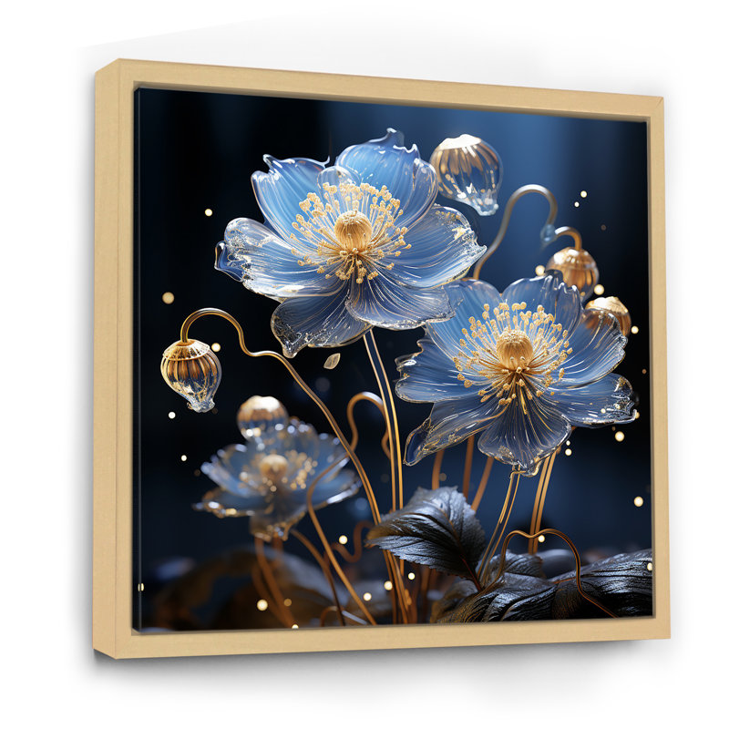 Céleste harmonie florale I sur toile, Cadre naturel flottant, H 36 po x l 36 po