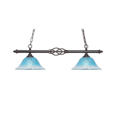 Luminaire pour îlot de cuisine 2 lumières Elegante, fini granit foncé avec verre de 10 po
