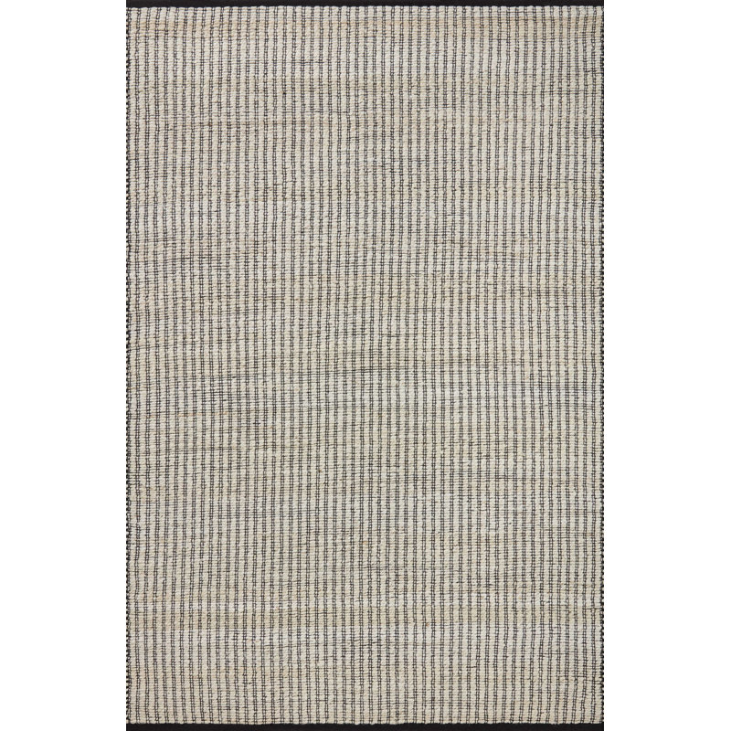 Handmade Transitional Black Stripe Cotton-Synthetic Rug 4' x 6'