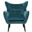 Fauteuil Mid-Century en velours bleu sarcelle avec dossier à boutons et siège à oreilles - Confort et glamour-121074967
