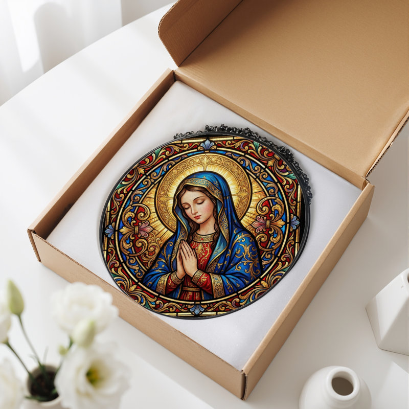 Panneau de vitrail d'art religieuse ， 7,8 H, H 7,8 po