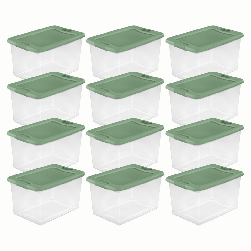 Sterilite Plastic Storage Bin, Crisp Green, 12-Pack