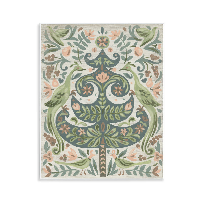 Symmetrical Birds & Seasonal Tree Wall Plaque Art, design by June Erica Vess