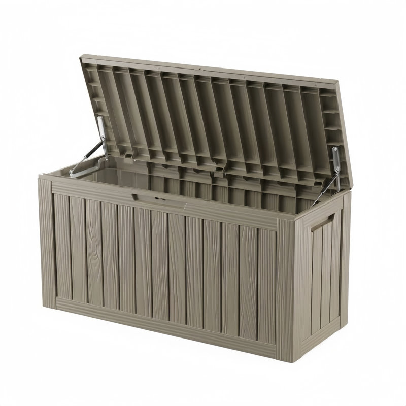 Decksplore 90 Gallons Water Resistant Resin Lockable Deck Box, Gray