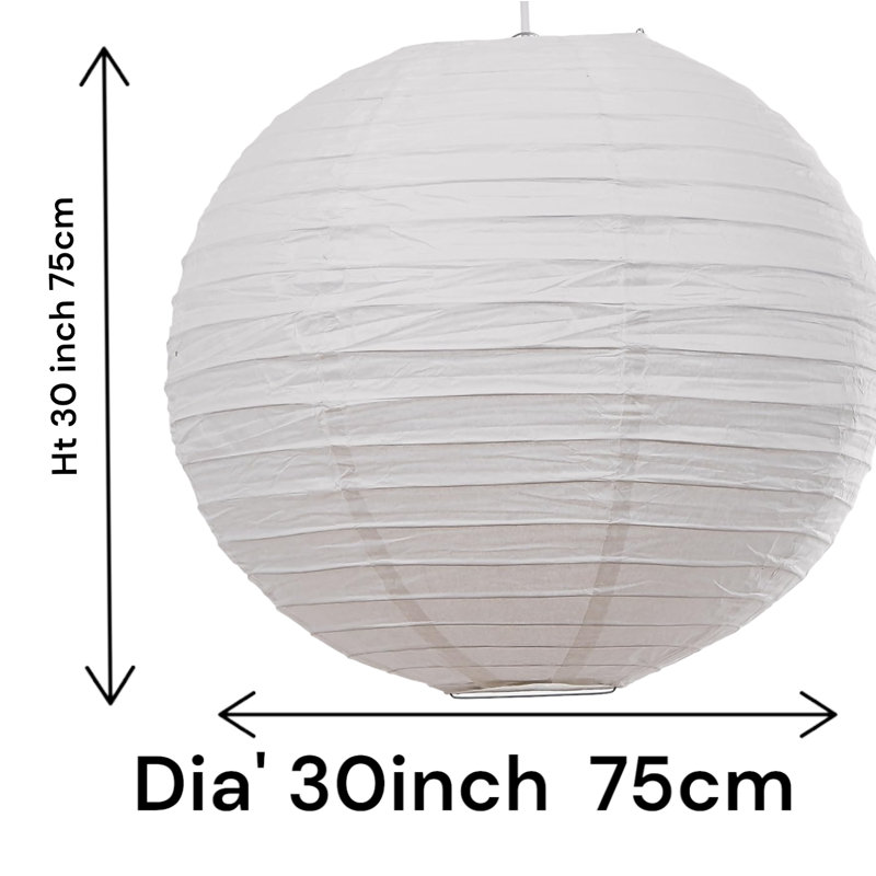 Paper Round Pendant Shade ( Clip On ) in White, 75cm H x 75cm W x 75cm D