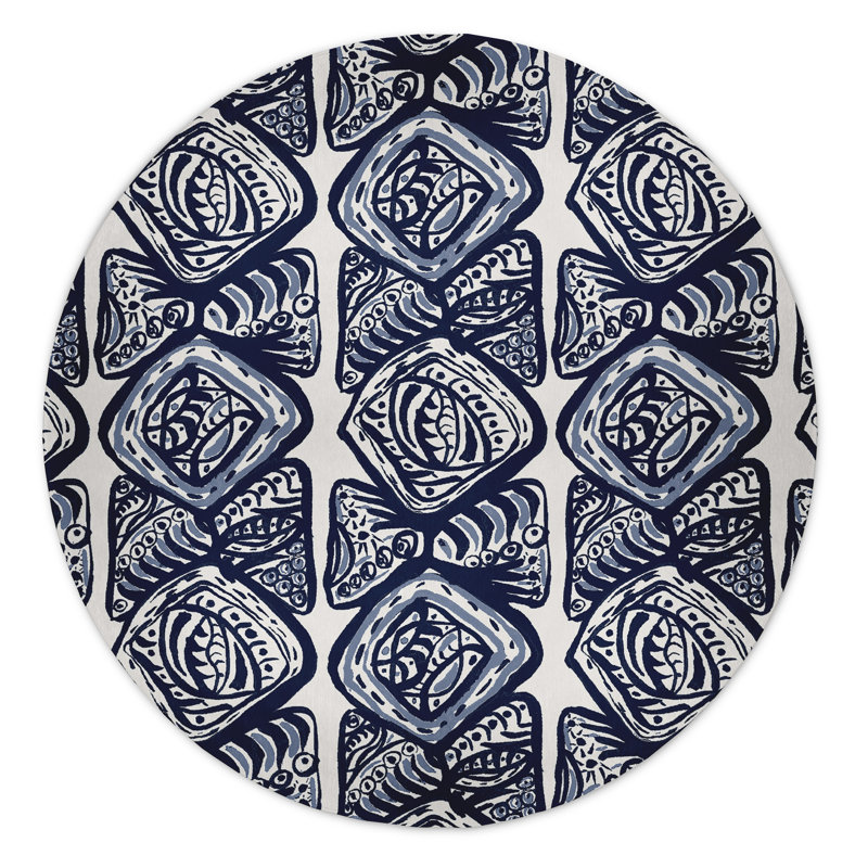 Safari Chenille Geometric Indoor Rug, Round 5'