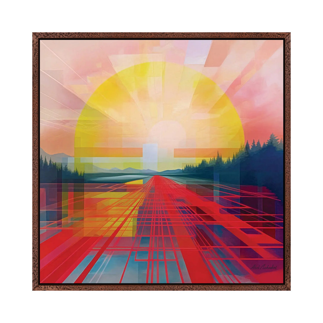 Grid Lake von Abol Bahadori - Galerie-umwickelte Leinwand Giclée auf Leinwand