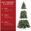 Arbre de Noël artificiel à charnière pré-décoré 9 pi avec 2 058 pointes givrées floquées, 111 pommes de pin, 111 baies, 900 lumières, base en métal